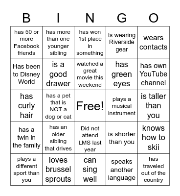 Find someone who... Bingo Card