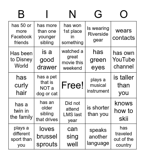 Find someone who... Bingo Card