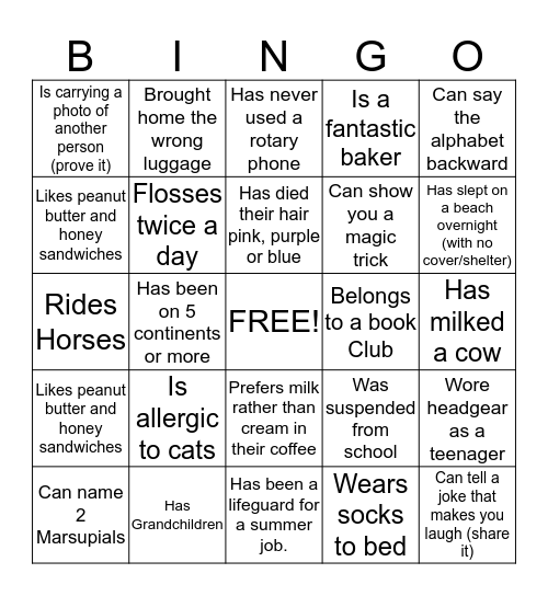 AFS BINGO Card
