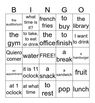 U2 E2 En contexto Bingo Card