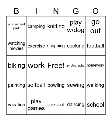 ASL Bingo Les Bingo Card