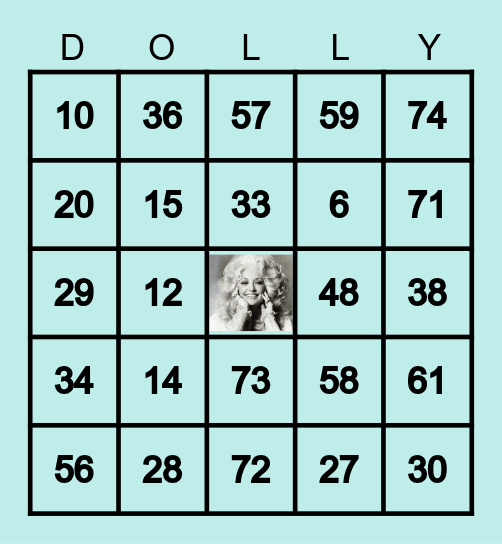 Dolly Parton Bingo Card
