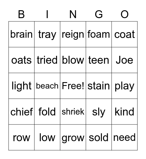 VT - a,i, o, e Bingo Card