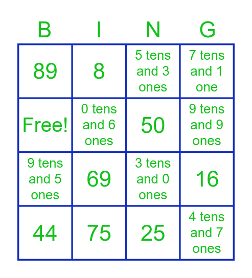 Place Value Bingo #1 Bingo Card