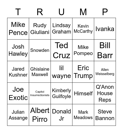 Who Will Trump Pardon?? Bingo Card