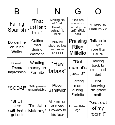 Peter Bingo Card