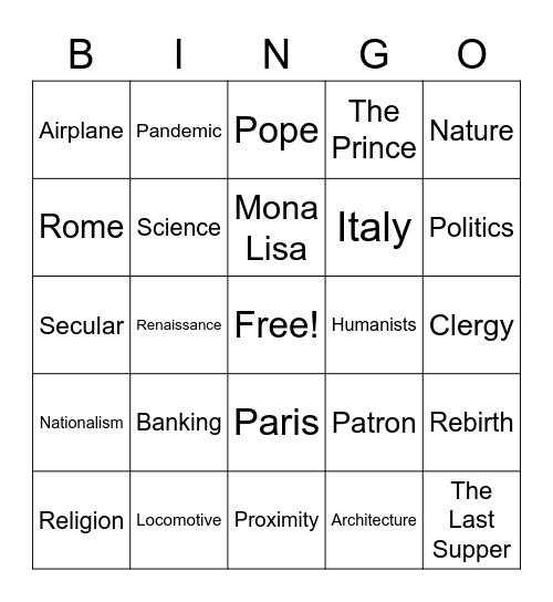 World History Week 16 Bingo Card