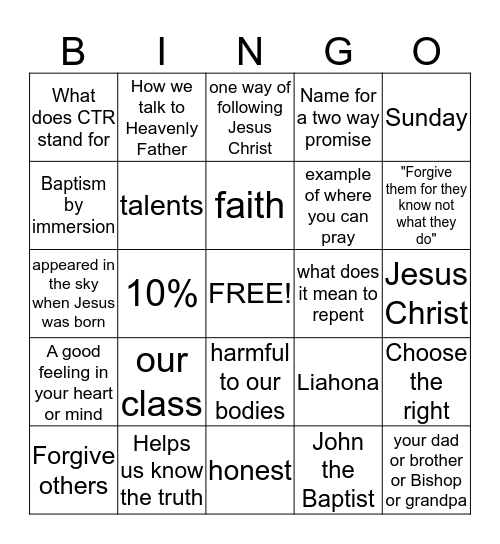 CTR 7-8 Bingo  Bingo Card