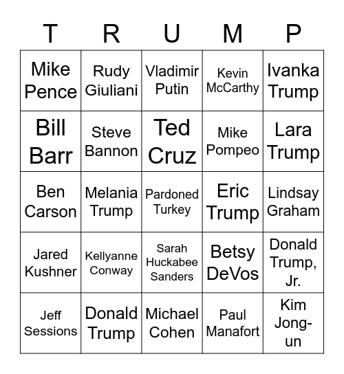 Who Will Trump Pardon?? Bingo Card