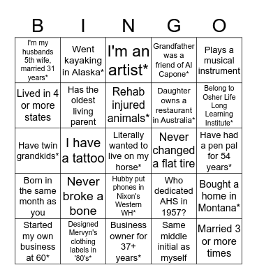 AHS GIRLFRIEND BINGO Card