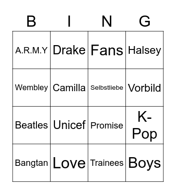 Name: Bingo Card