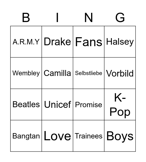 Name: Bingo Card