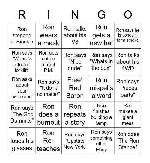 Ron Bingo Card