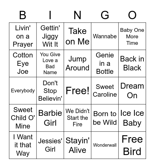 Classics from the 70s, 80s, and 90s Bingo Card