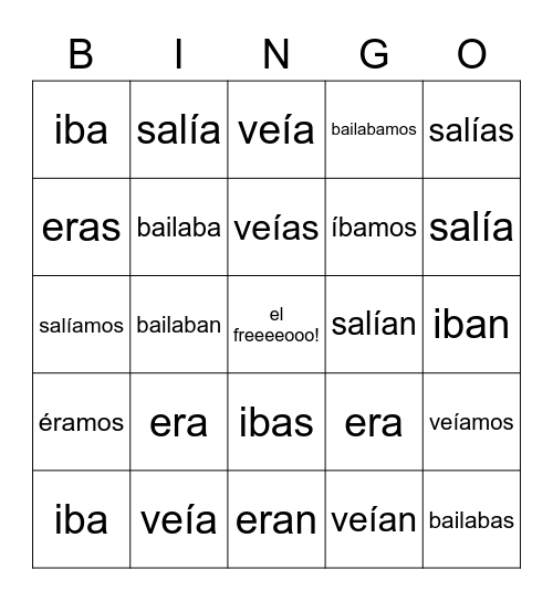 spa spa spa spa spanish Bingo Card