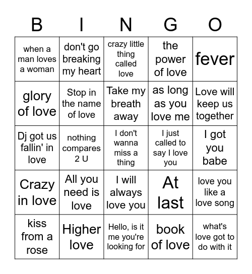 Valentines Bingo #1 Bingo Card