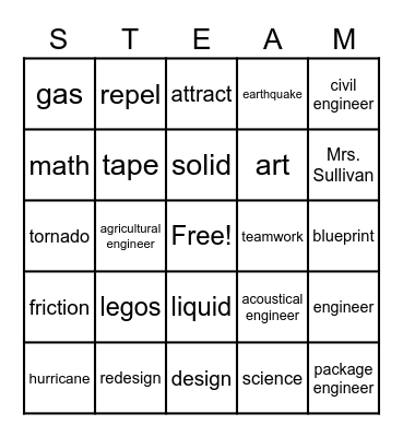 STEAM Bingo- Grade 3 Bingo Card