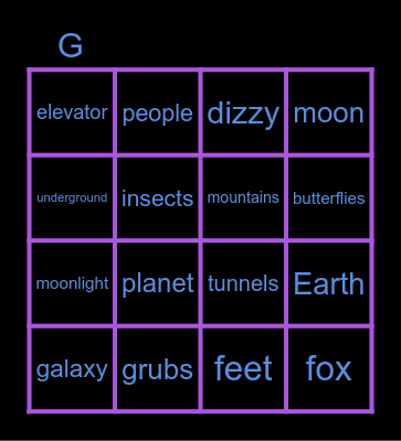 Vocabulary review from Jan 18-22 Bingo Card