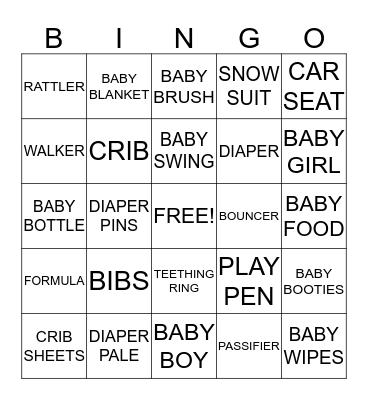BABY BINGO Card