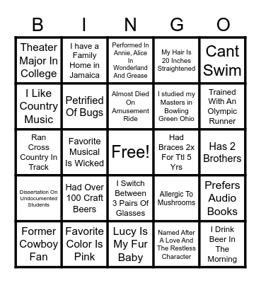 ASHLEY BINGO Card