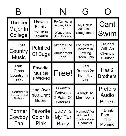 ASHLEY BINGO Card