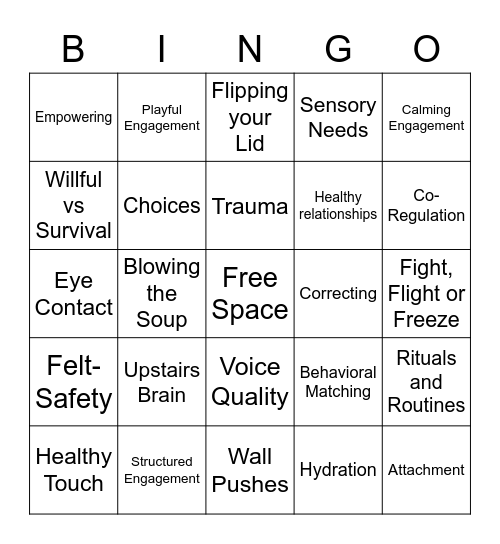 TBRI Bingo Card