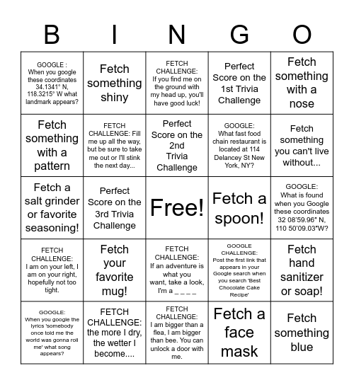 Sony Scavenger Hunt Bingo Card