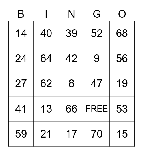 1/1 Game 1 Bingo Card