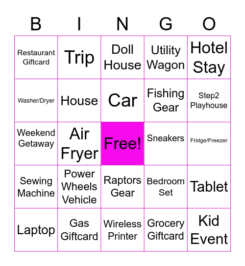 Prizes I Want To Win (2021) Bingo Card