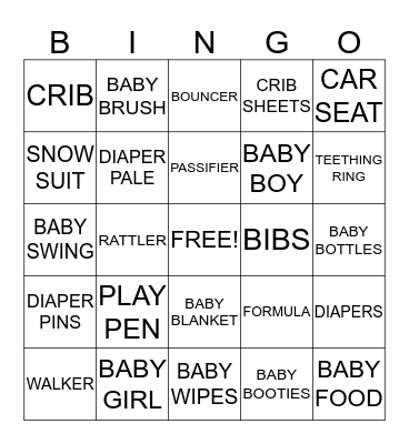 BABY BINGO Card