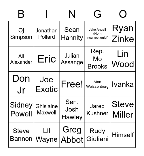 Pardon Bingo Card
