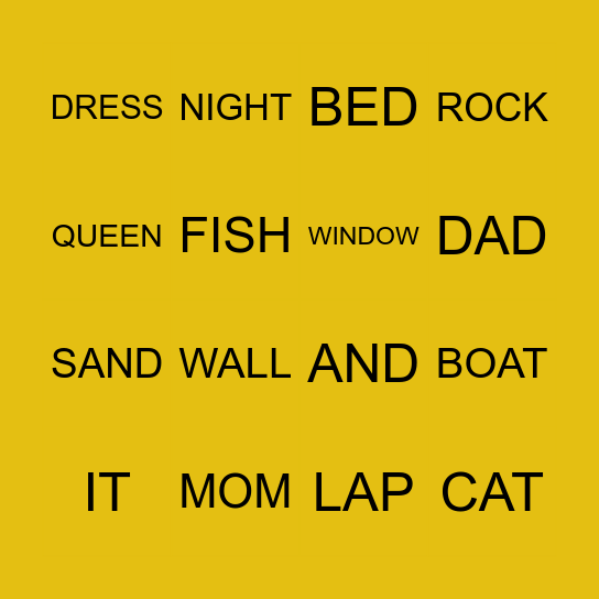 EASY WORDS Bingo Card