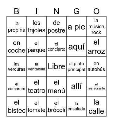 4.2 ¿Qué hacemos esta noche? Bingo Card