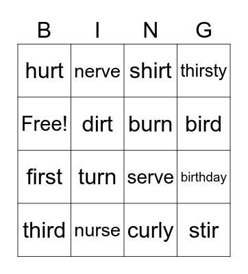 3.15 Spelling Bingo Card