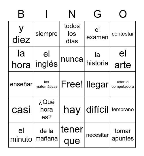 Somos estudiantes Bingo Card