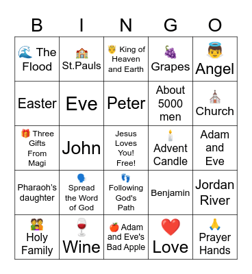 3-5 Bible Bingo Card