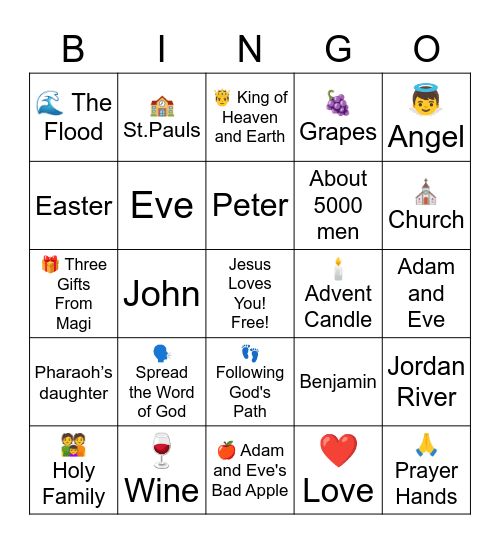 3-5 Bible Bingo Card