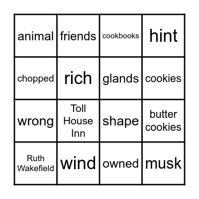 1.8  Chocolate Chip Cookies/The Skunk Bingo Card