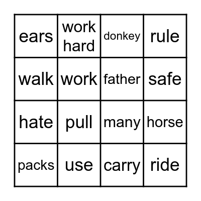 1.3  Mules Bingo Card