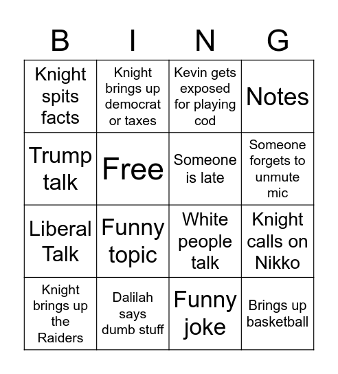 Untitled Bingo Card