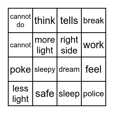 1.3  Sleep/Rules Bingo Card