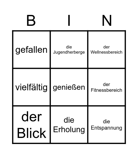 Erholung pur Bingo Card