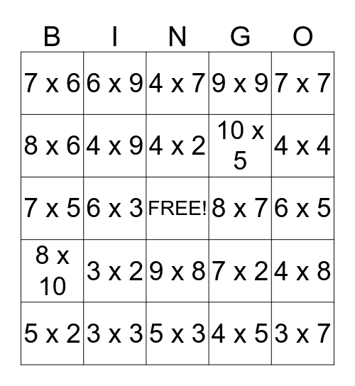 BINGO de Factores Bingo Card