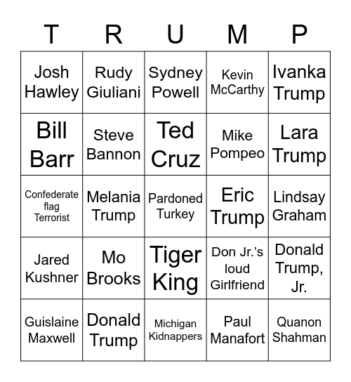 Who Will Trump Pardon?? Bingo Card