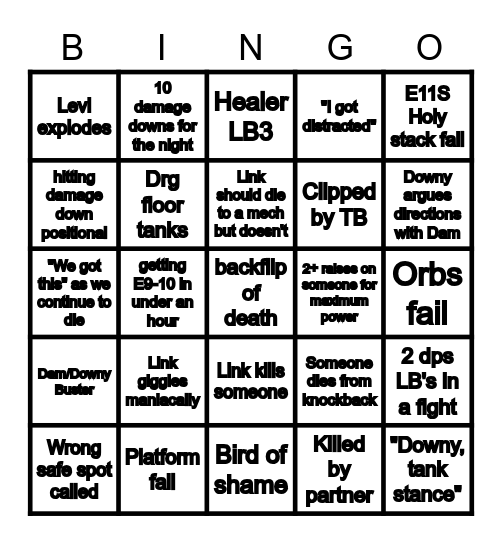 Savage Bingo Card