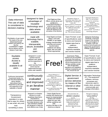 Digital and Data Directive Bingo Card