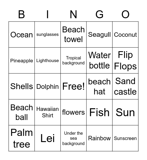 LCPAMS Tropical BINGO Card