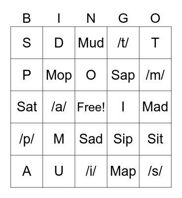 Fundations Batch #2 Words, Letters, Sounds Bingo Card