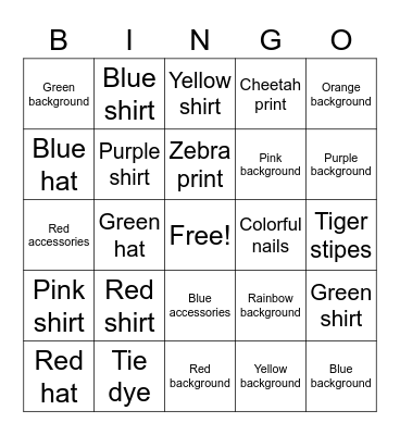 LCPAMS Color Day BINGO Card