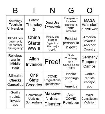 2021 Bingo Card